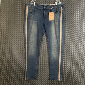 New Coldwater Creek Women's Jeans Size 20 Tapered Leg Denim Pants Stripe‎